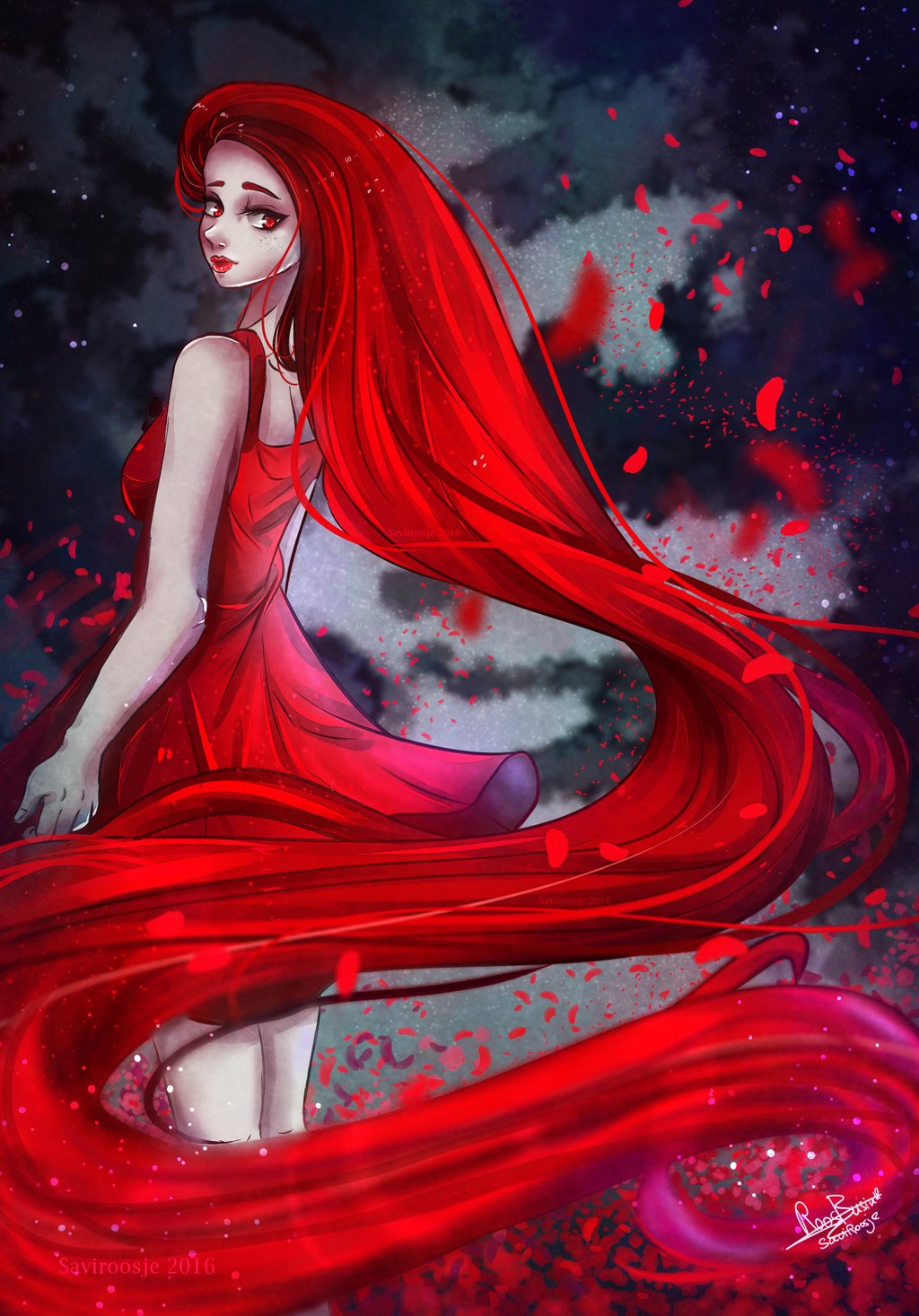Девушка В Красном Платье Арт