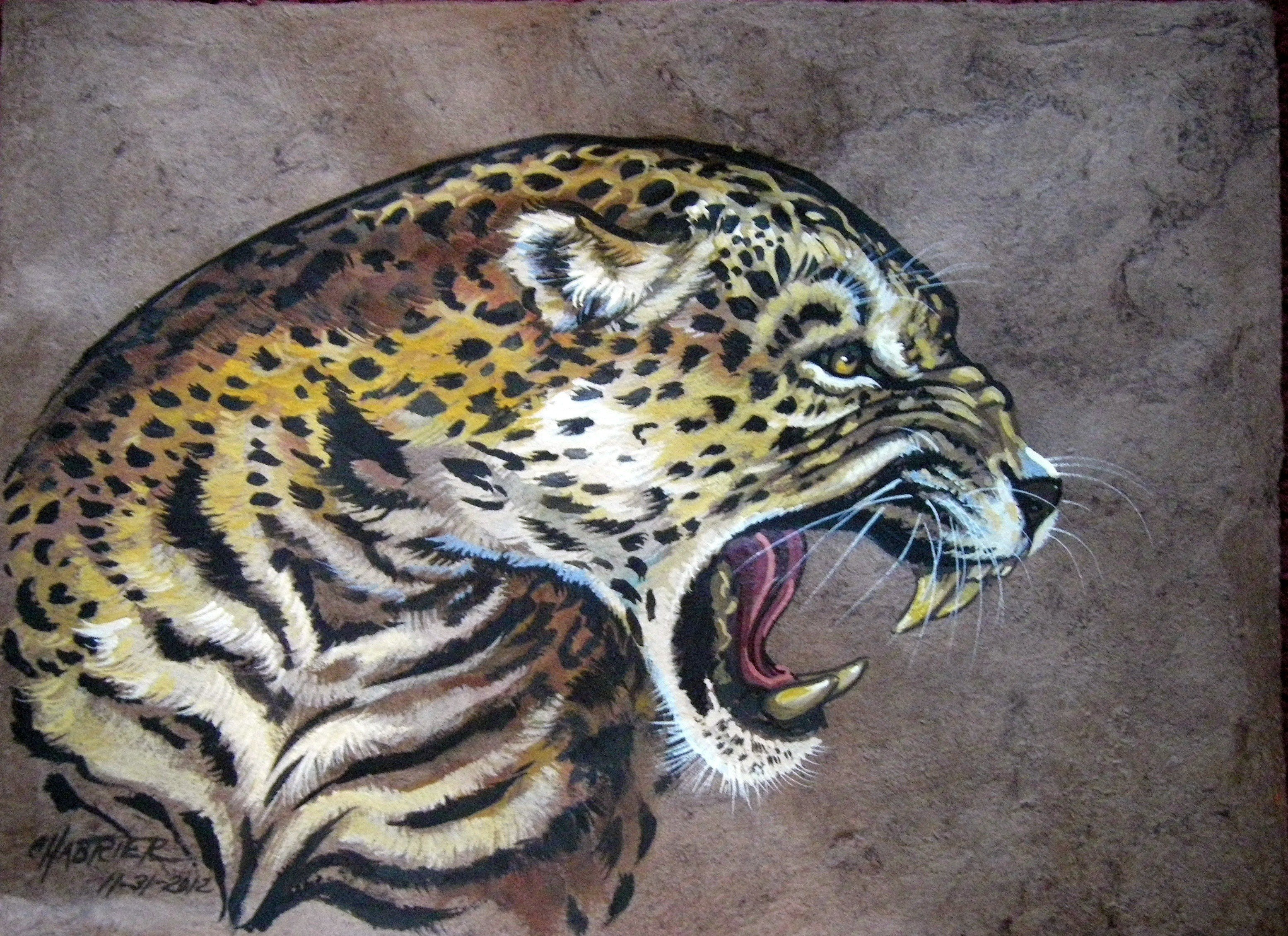 Морда леопарда живопись