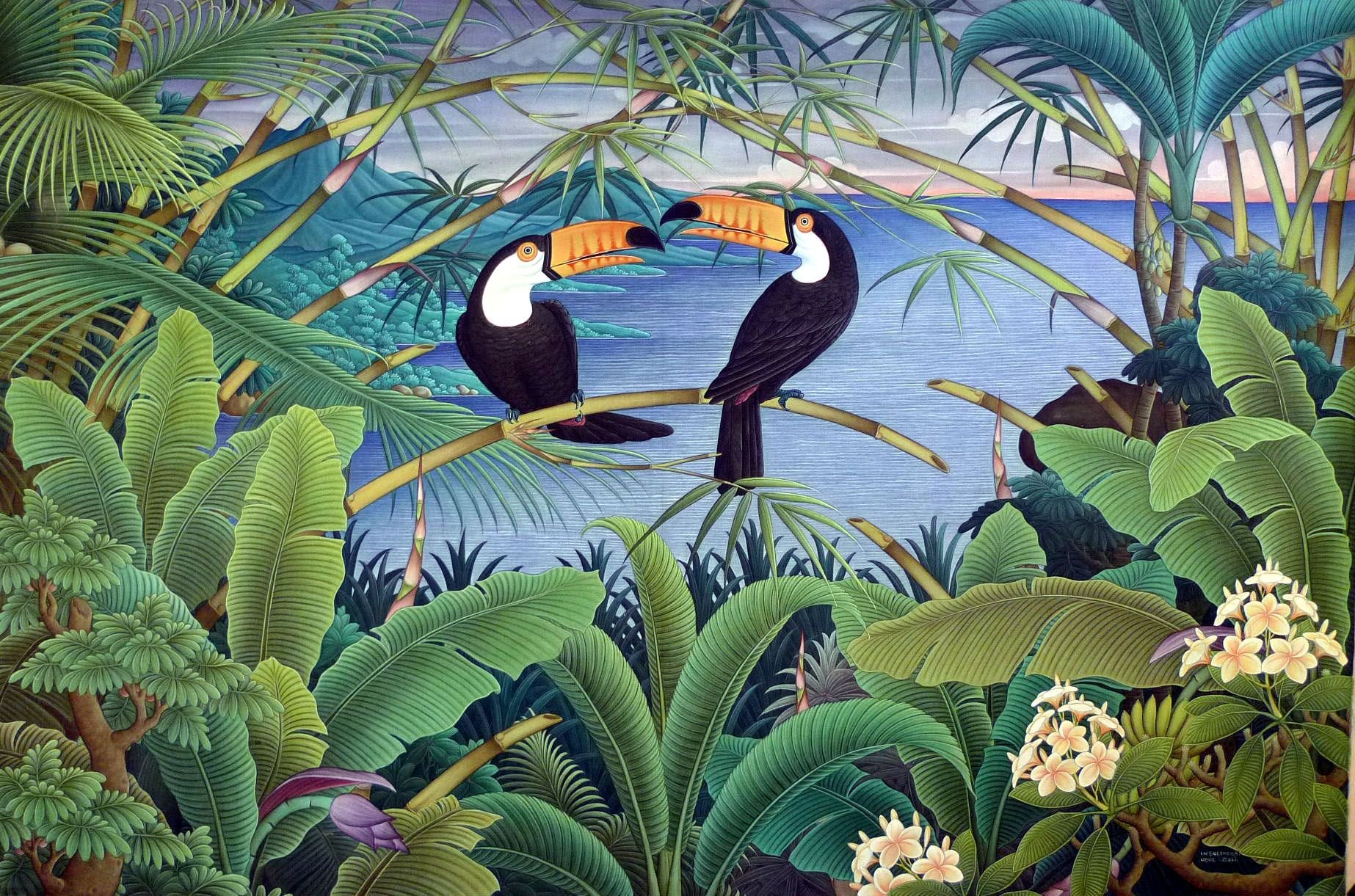 Тропические птицы живопись