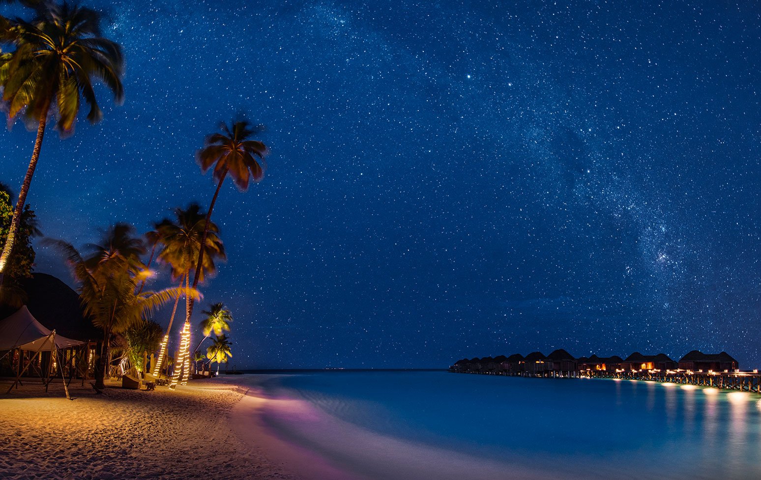 Мальдивы ночной пляж