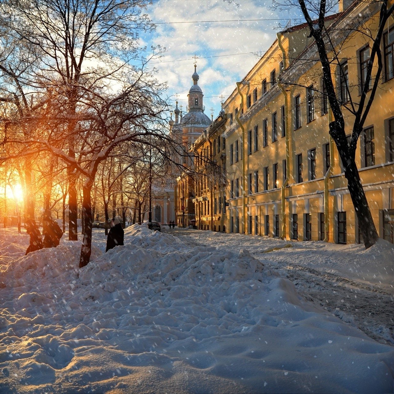 Воскресенский сквер Санкт-Петербург зима