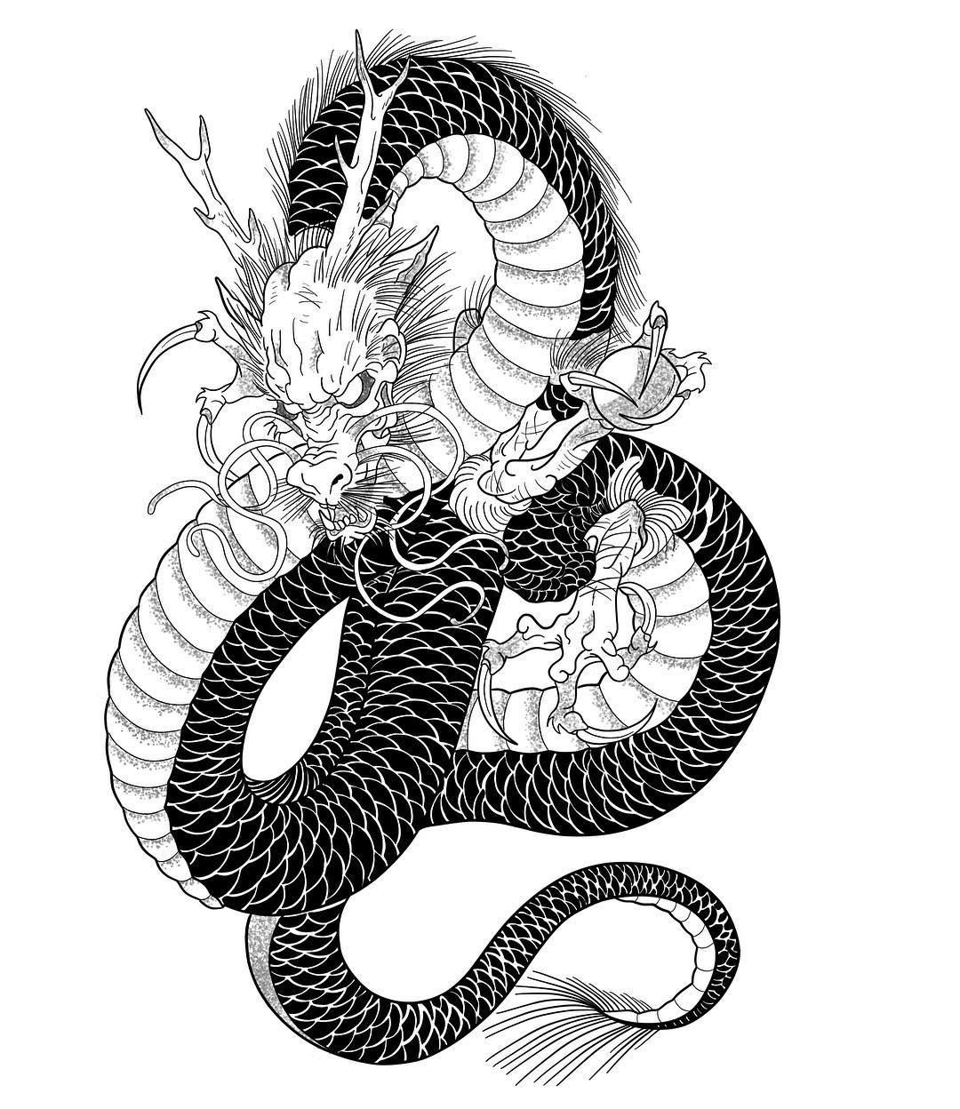 Японский дракон эскиз