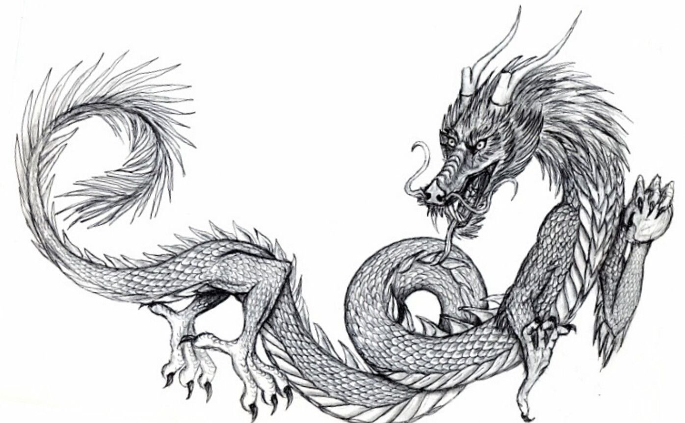 Рисунки китайских драконов карандашом