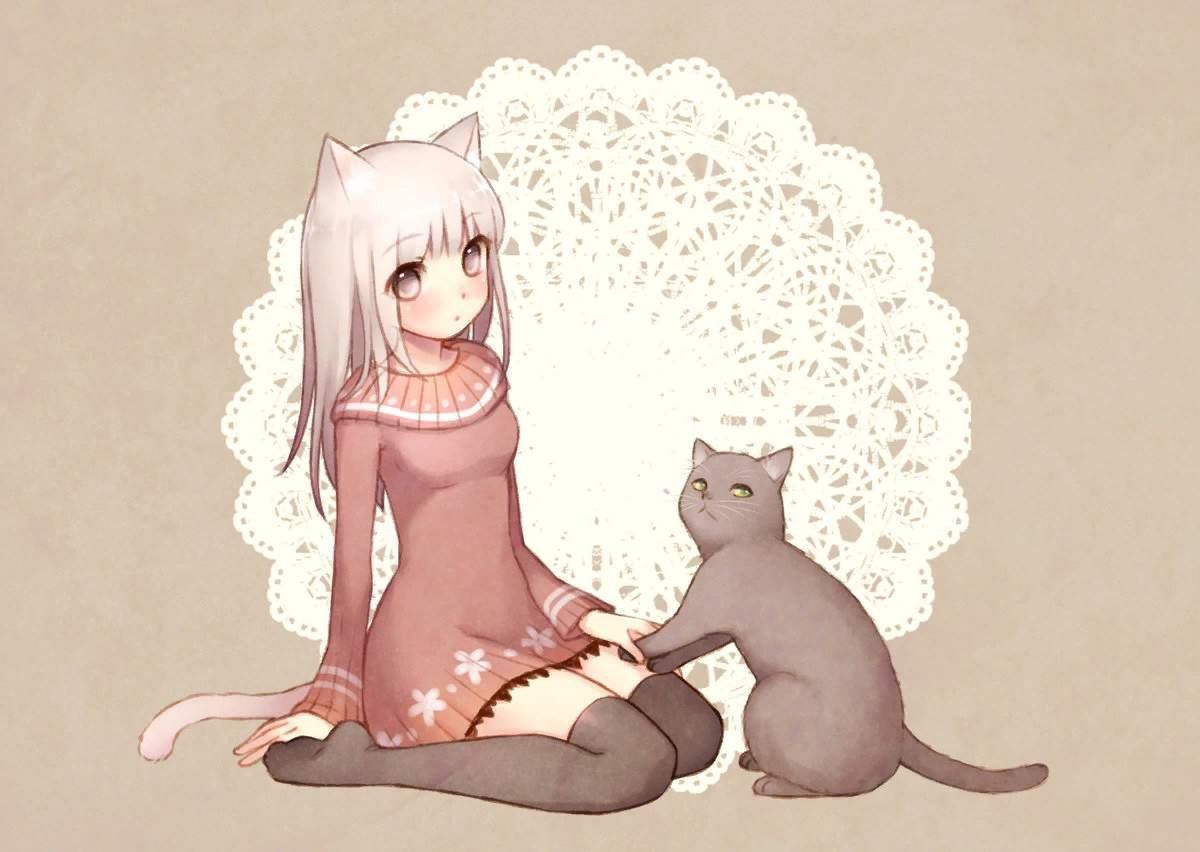Девочка кот аниме