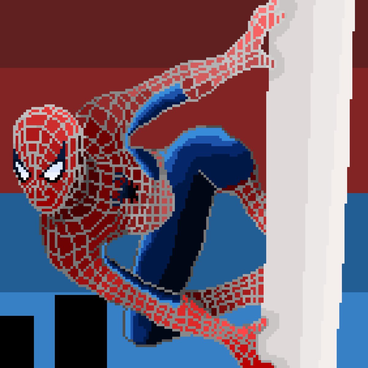 Pixel Art человек паук паук.
