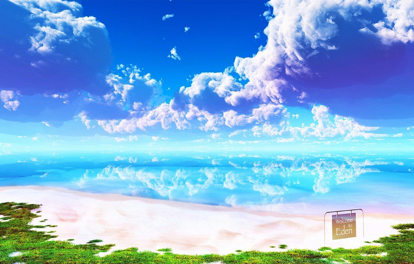49. Фон пляжа в стиле аниме. 