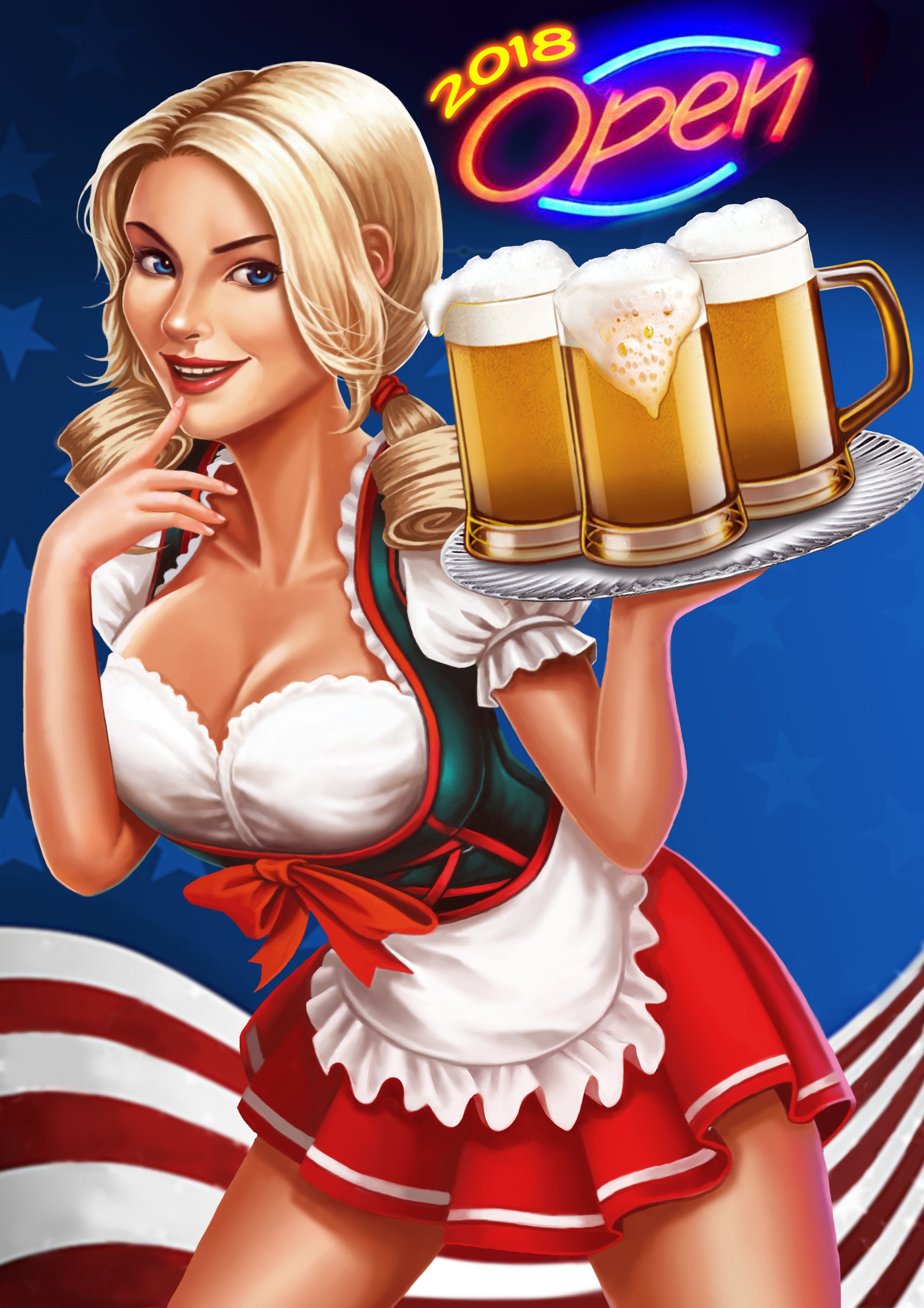 Girl beer poster - 🧡 Персонажи для рекламы и упаковки. on Behance.