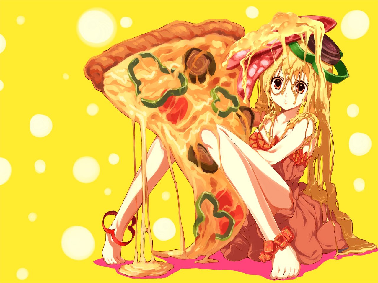 пицца Аниме пицца Аниме девушка с пиццей Аниме еда Аниме тян с пиццей Пицца т...