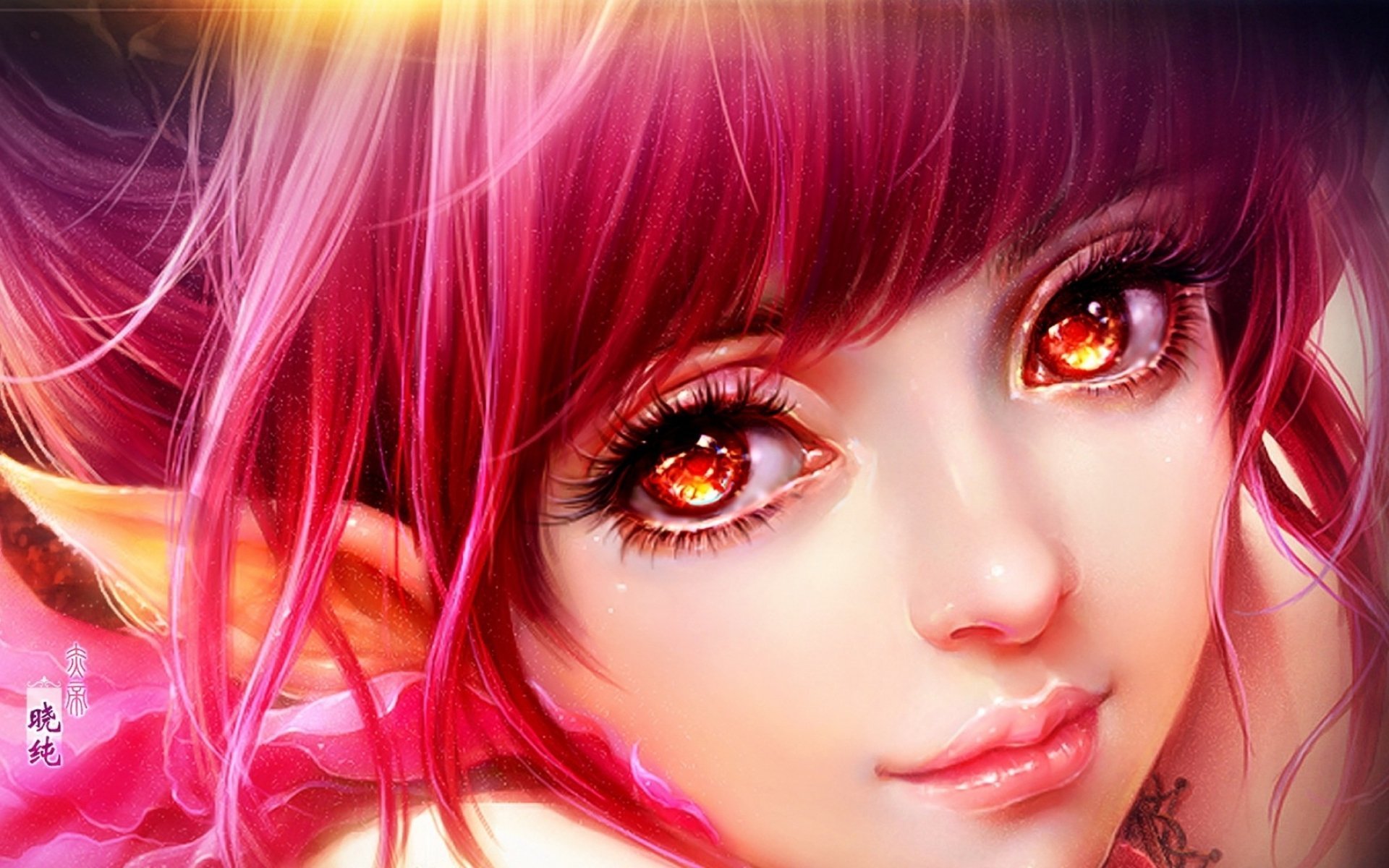Розовые глаза аниме - картинки, фото и рисунки.