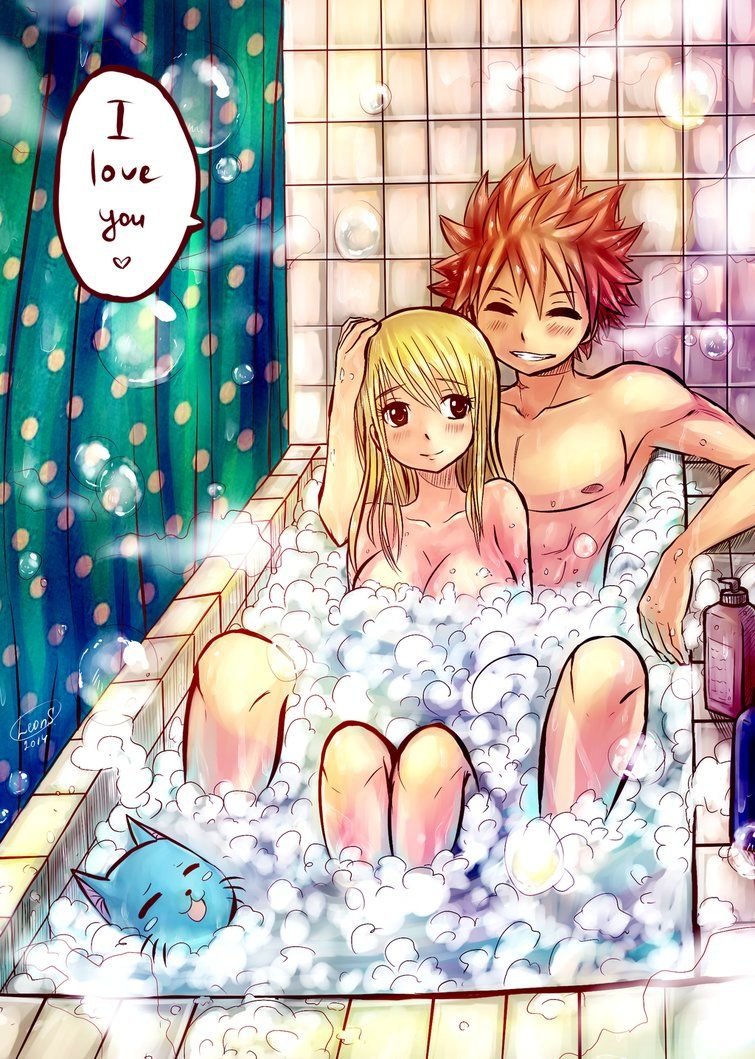 Хвост феи Нацу и Люси в ванне.