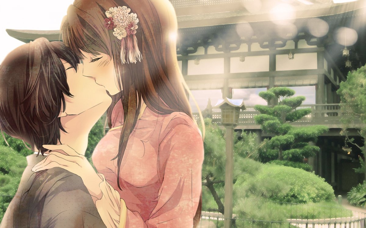 Реальная девушка аниме поцелуй.