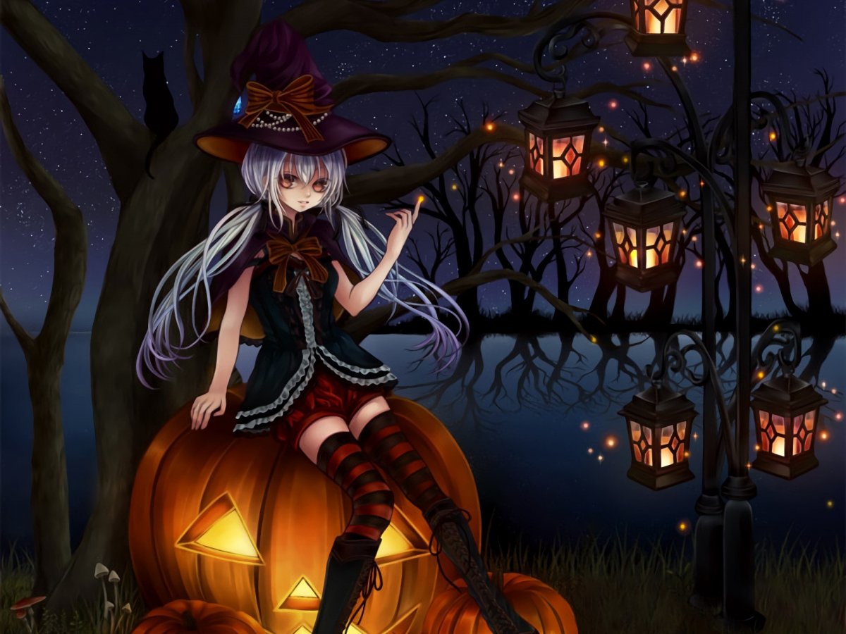 Аниме ведьмочка Хэллоуин.
