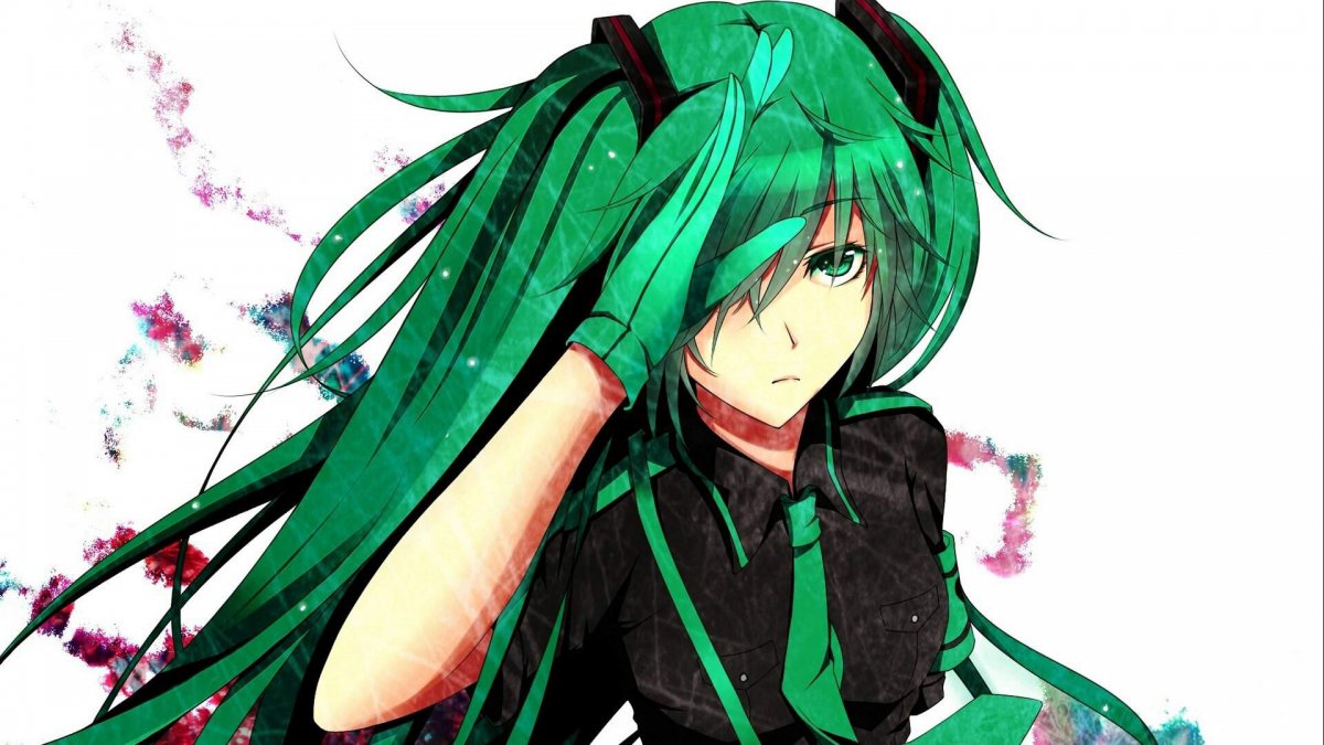 Черно зеленые волосы аниме