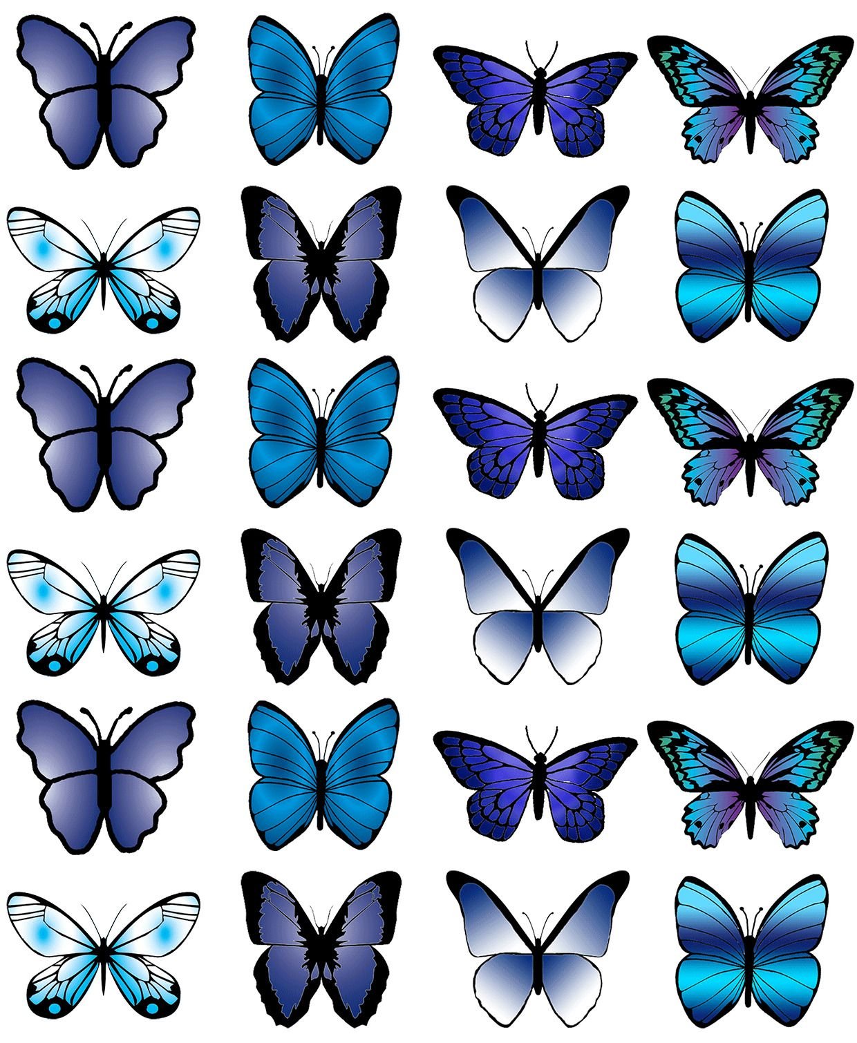 Бабочки синие картинки для печати