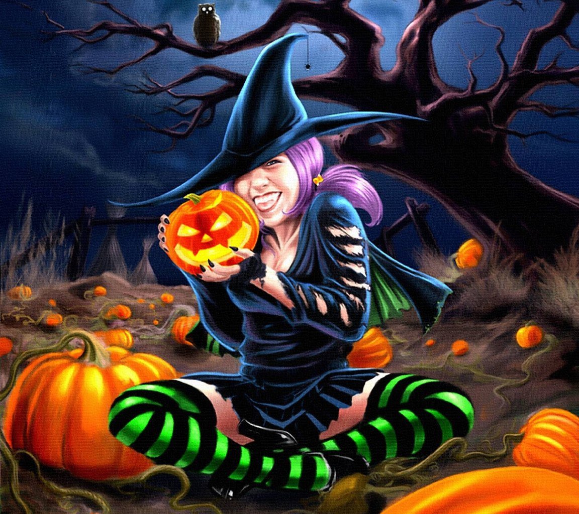 Ведьма на Хэллоуин.