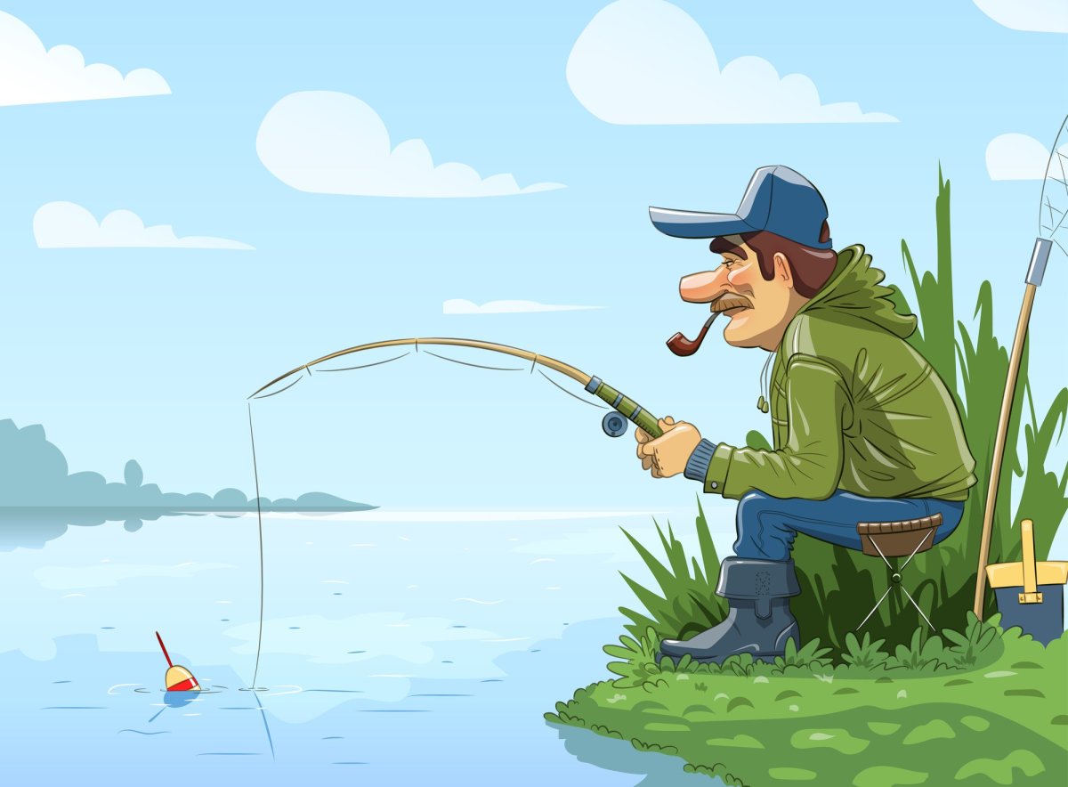 Картинки рыбак с удочкой