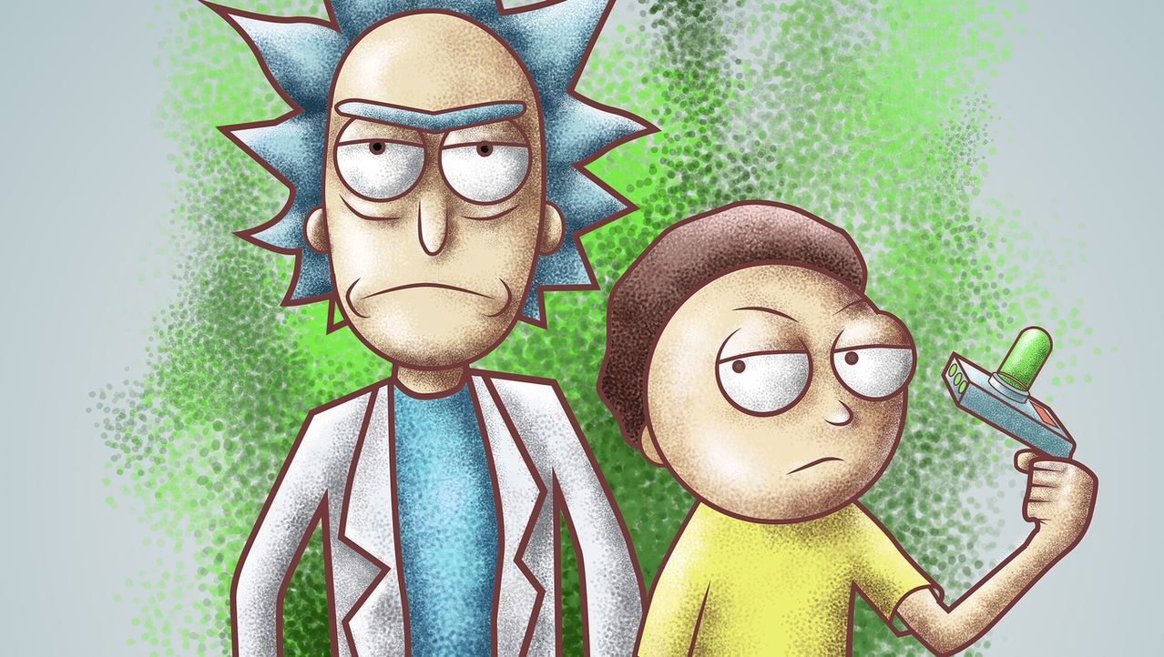 47. Rick and Morty на черном фоне. 