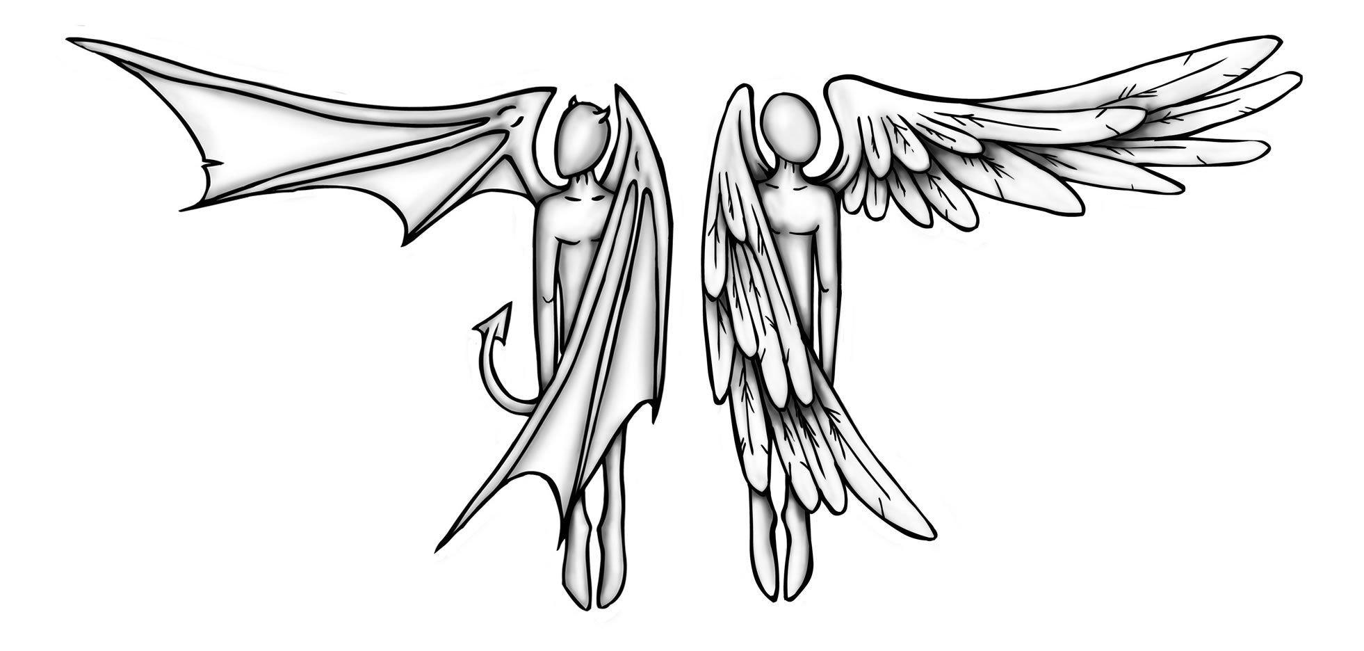 Angel and devil cherub tattoo