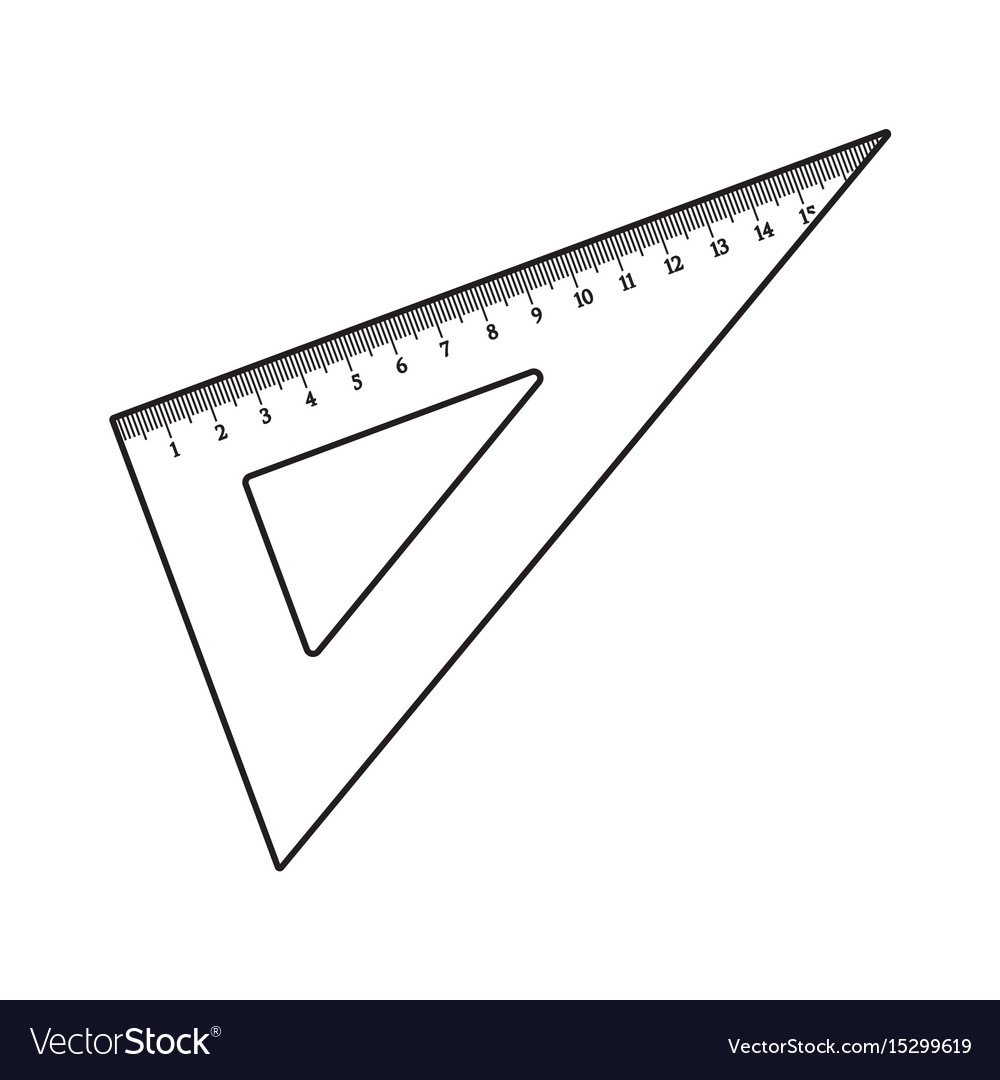 Треугольная линейка на белом фоне